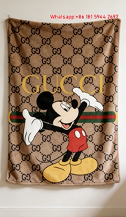 Gucci Mickey Mouse Tan GG Monogram Flannel Blanket Wall Hanging throw blankets IMG_2406